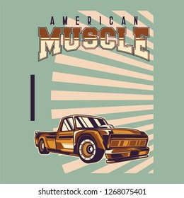 Retro party poster with car. Vector illustration - Vector 