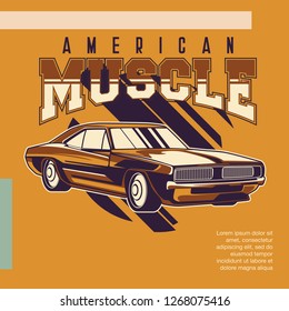 Retro party poster with car. Vector illustration - Vector 
