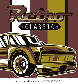 Retro party poster with car. Vector illustration - Vector 