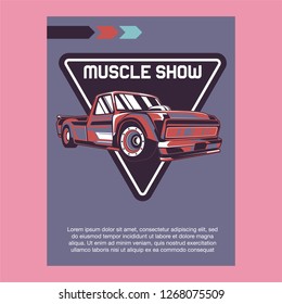 Retro party poster with car. Vector illustration - Vector 