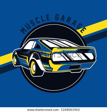 Retro party poster with car. Vector illustration - Vector 