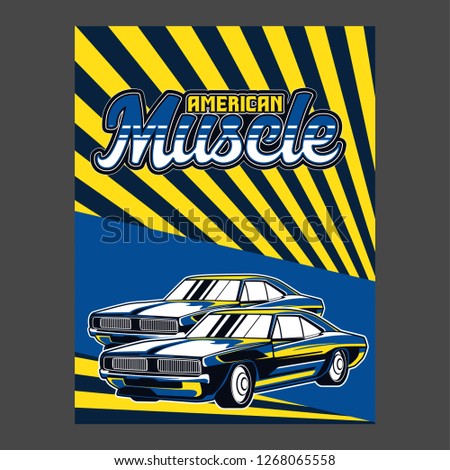 Retro party poster with car. Vector illustration - Vector 