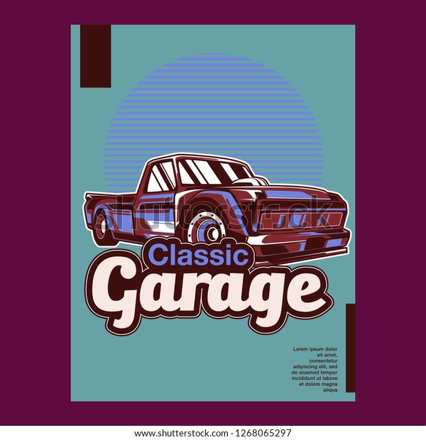 Retro party poster with car. Vector illustration -\
Vector 