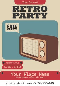 retro party poster design minimalism