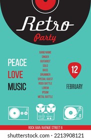 Retro party poster design template