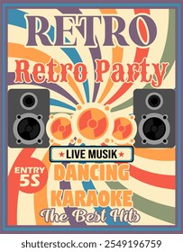 Retro party Poster template with retro style