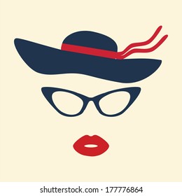 Retro Party set - glasses, lips, hat