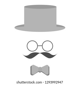 Retro party set: glasses, mustaches, hat, tie