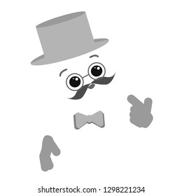 Retro party set: glasses, mustaches, hat, tie, hands, lips