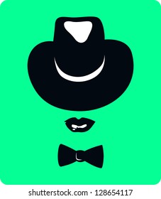 Retro Party set -  lips, hat and bow tie