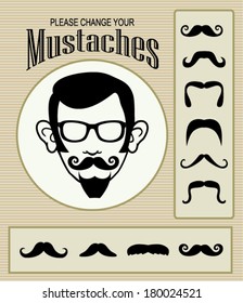  Retro Party set ,mustache vector set 