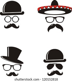 Retro Party set - Sunglasses, hat and mustaches