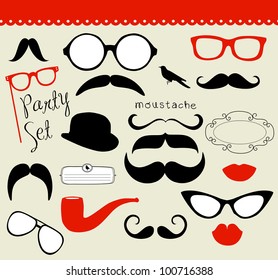 Retro Party set - Sunglasses, lips, mustaches