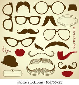 Retro Party set - Sunglasses, lips, mustaches