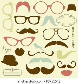 Retro Party set - Sunglasses, lips, mustaches