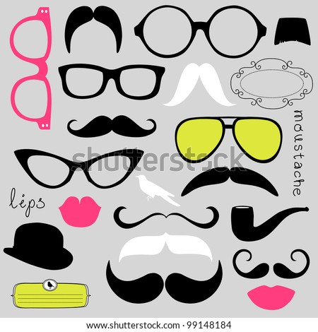 Retro Party set - Sunglasses, lips, mustaches