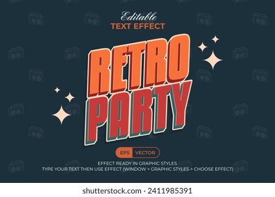Estilo de vintage de efecto de texto de retro-partido. Efecto de texto modificable.