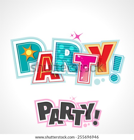 Retro Party Text, Vector Lettering Invitation