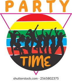 Retro Party Time Vector Tee Design