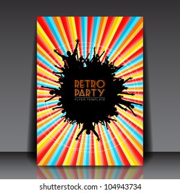 Retro Party Vector Flyer Template - EPS10 Design