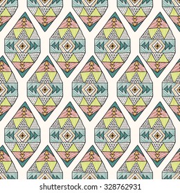 retro pastel color tribal Navajo seamless pattern. aztec abstract geometric print. ethnic hipster backdrop. It can be used for wallpaper,  web page background, fabric, paper, postcards. hand drawn.