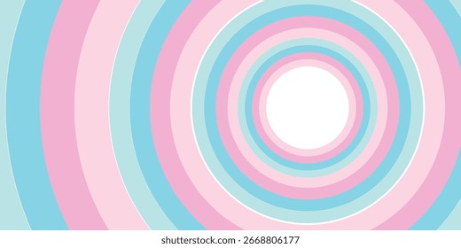 Fundo de círculos concêntricos pastel retro. Vetor de papel de parede estilo 70s vintage abstrato