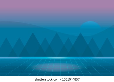 Retro pastel landscape background vector