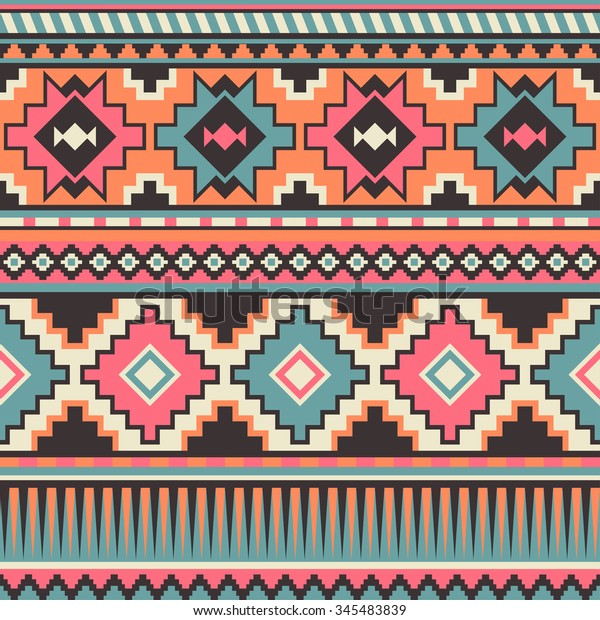 Retro Pastel Multicolor Tribal Seamless Pattern Stock Vector (Royalty ...