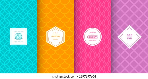 Retro pastel triangle patterns. Set of vector patterns retro style color. Cute fashion background design. Patterns for birthday celebrations, kids invitation, scrapbooking. Retro collection