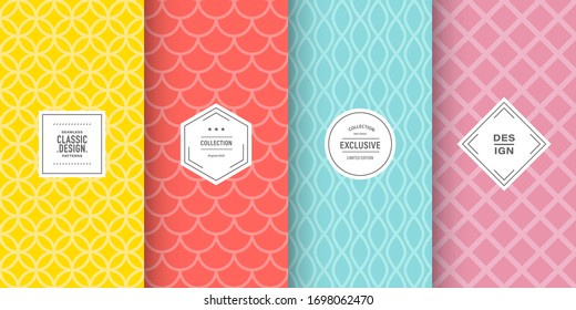 Retro pastel triangle patterns. Set of vector patterns retro style color. Cute fashion background design. Patterns for birthday celebrations, kids invitation, scrapbooking. Retro collection