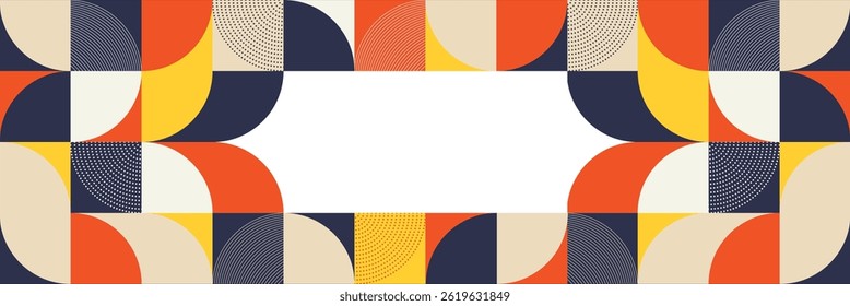 Retro Patchwork Geometric Background. Colorful retro geometric background with patchwork composition and bold shapes, perfect for trendy design.