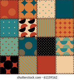 Retro patchwork pattern. Seamless background pattern. Will tile endlessly.