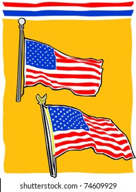 Retro Patriotic Summertime Fourth of July Flags Series Vector Illustration