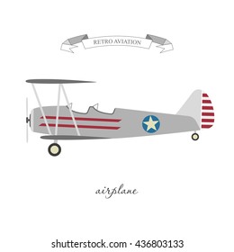 Retro pattern airplane in a flat style. Vector illustration