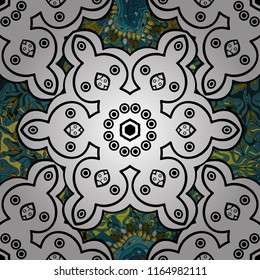 Retro pattern antique style acanthus. Vintage baroque mandala ornament on white, black and blue colors. Vector illustration. Decorative design element filigree calligraphy.