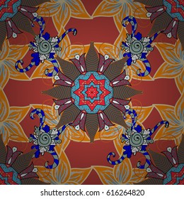 Retro pattern antique style acanthus. Decorative design element filigree calligraphy. Vintage baroque mandala ornament on colorful background. Vector illustration.