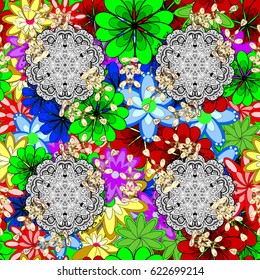 Retro pattern antique style acanthus. Vintage baroque mandala ornament on colorful background. Vector illustration. Decorative design element filigree calligraphy.