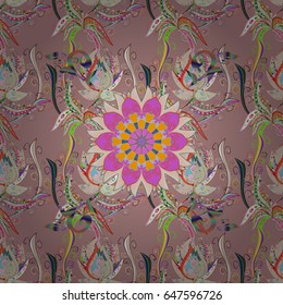 Retro pattern antique style acanthus. Vector illustration. Decorative design element filigree calligraphy. Vintage baroque mandala ornament on purple background.