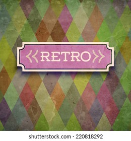 Retro pattern background with label. Vector illustration