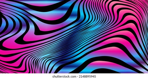Fondo de patrón retro, fondo de ciberpunk de tendencia, fondo de partido de los años 80, patrón de líneas, textura coloreada gradiente, fondo técnico colorido abstracto, gradiente futurista. vector de estilo ciberpunk