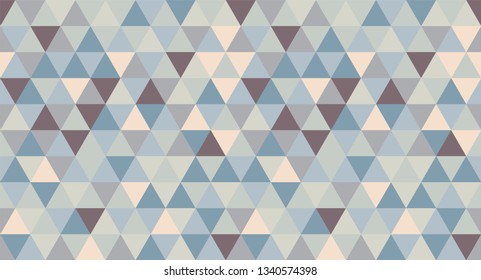 Retro pattern with beige, blue and grey triangles. Abstract geometric vector gradient mosaic backdrop. Geometric hipster triangular background. 