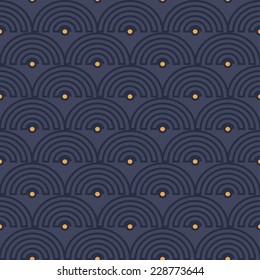 retro pattern in blue tones with arcs