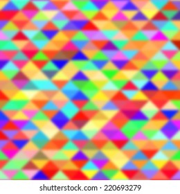 Retro pattern of blurred geometric shapes. Colorful mosaic banner. Geometric hipster retro background with place for your text. Retro triangle background