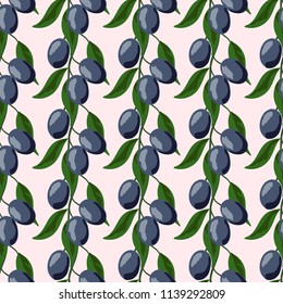 Retro pattern with branches of olive tree.