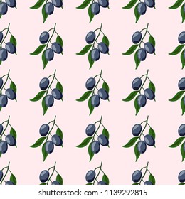 Retro pattern with branches of olive tree.