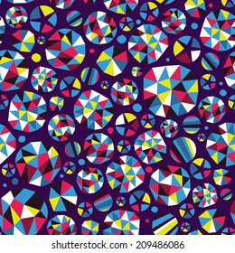 Retro pattern with color diamonds. Seamless geometric texture in funny style. Vintage hipster vector background. 