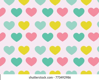 retro pattern with colorful hearts