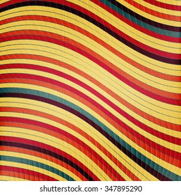 retro pattern with colorful waves ornament over paper texture. vector, striped wallpaper design