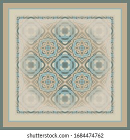Retro pattern for decoration. Print for paper wallpaper, tiles, textiles. Scarf design. Frame.