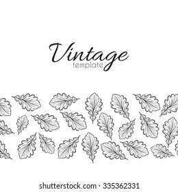 Retro pattern for design of leaves.  Vintage template handmade background  floral 